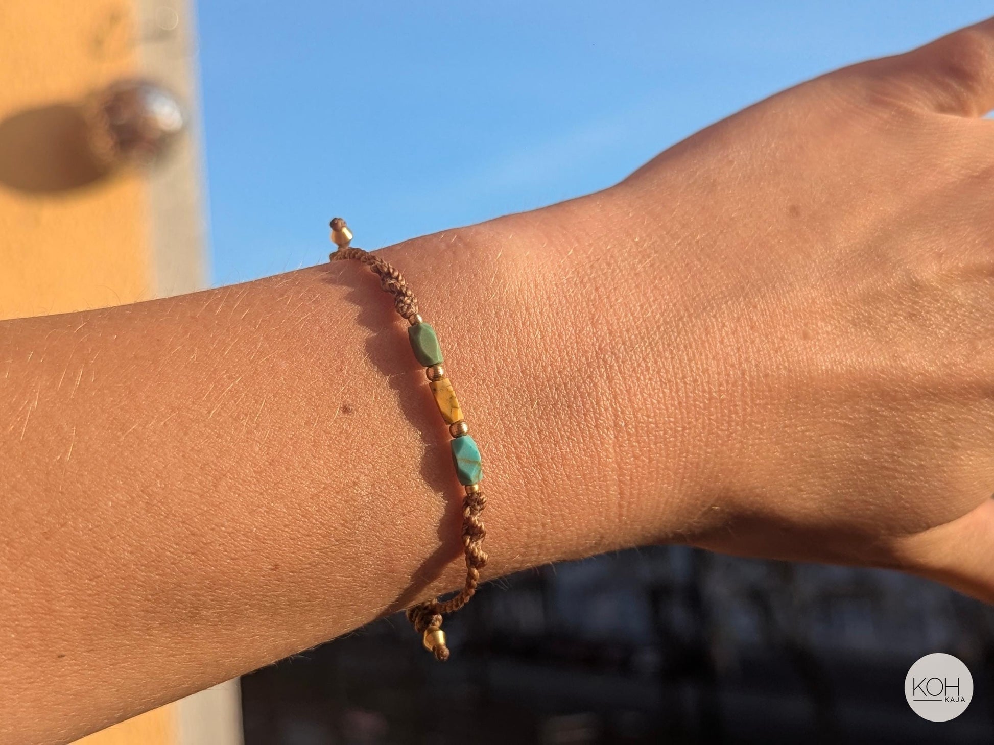 Bracelet "Maskat Orient" | Limited Travel Edition with African Turquoise | Natural Stone Macramé Jewelry | Gemstones from Local Oman Bazaar