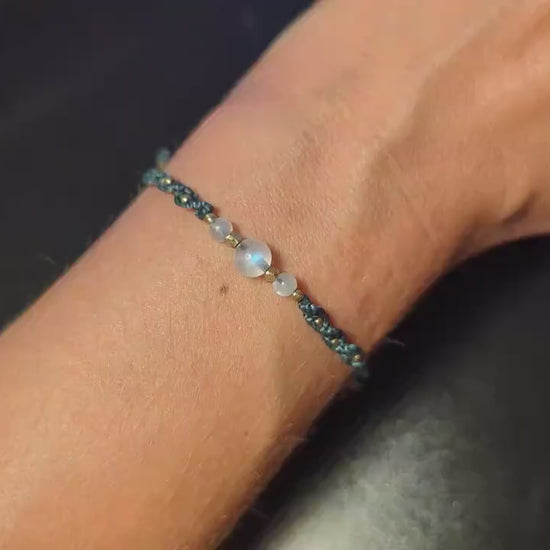 Macrame Bracelet "NightSky" | Starlight Bracelet with Moonstone | Night Sky, Moon & Stars | Astronomy Astrology Gift, Nature Jewelry