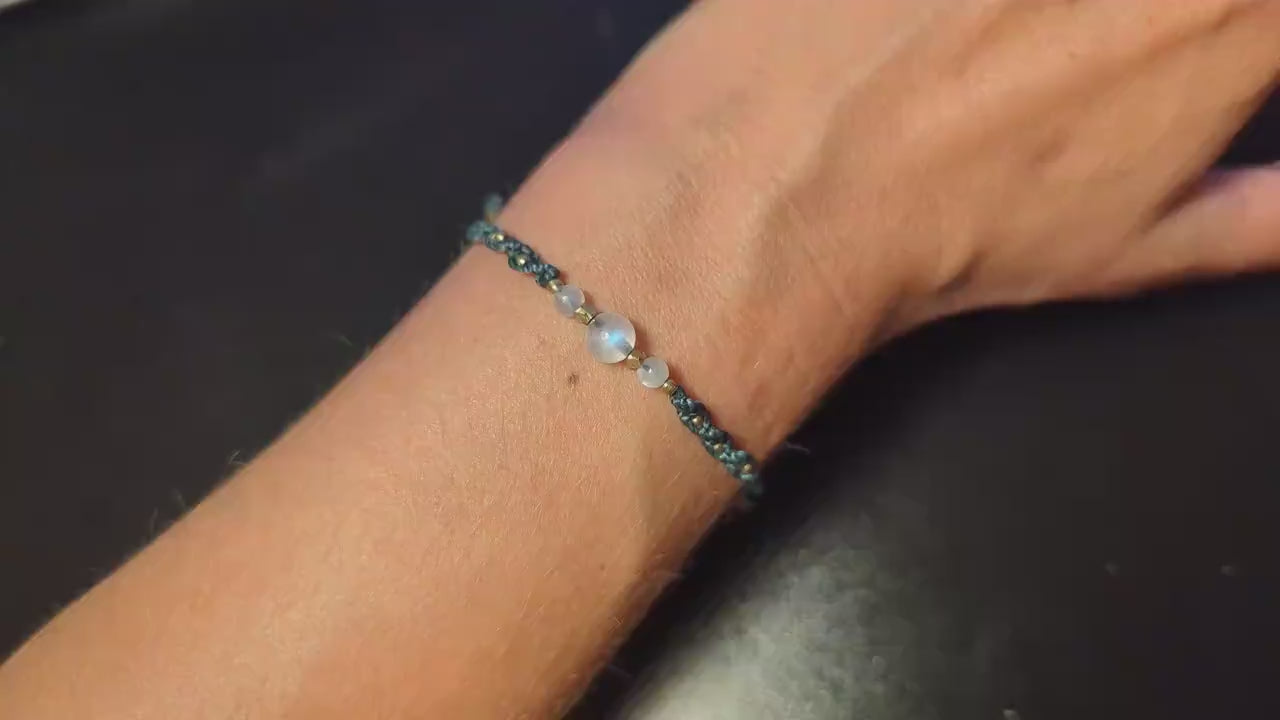 Macrame Bracelet "NightSky" | Starlight Bracelet with Moonstone | Night Sky, Moon & Stars | Astronomy Astrology Gift, Nature Jewelry