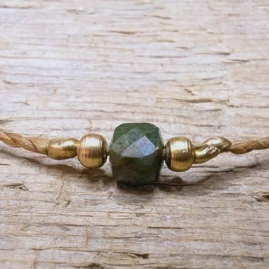 Boho Macrame Bracelet "Birdie - Green Mica" | Autumn Minimalist Layering Bracelet Gift Idea for Best Friend and Mom Bracelet Fall Aesthetic