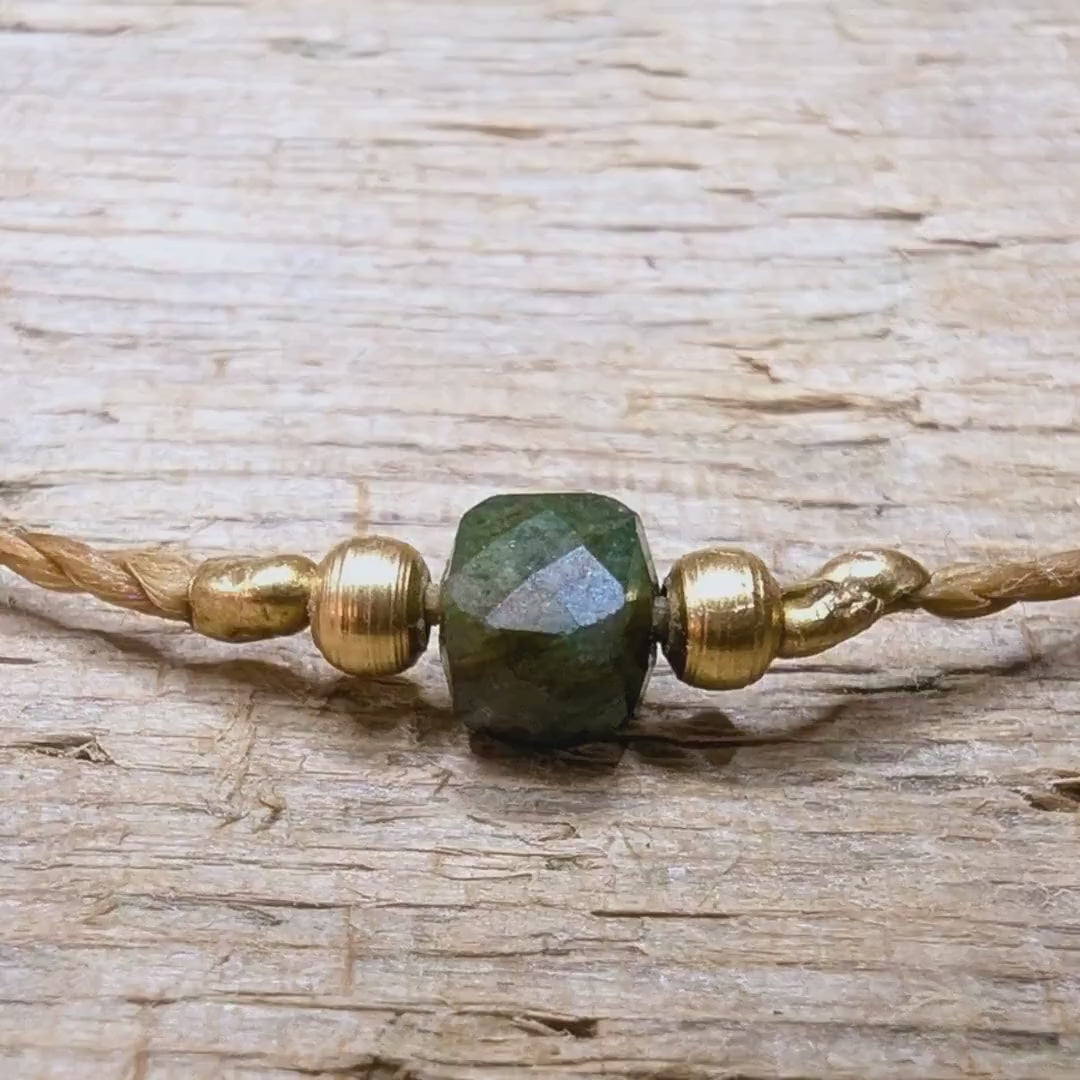 Boho Macrame Bracelet "Birdie - Green Mica" | Autumn Minimalist Layering Bracelet Gift Idea for Best Friend and Mom Bracelet Fall Aesthetic