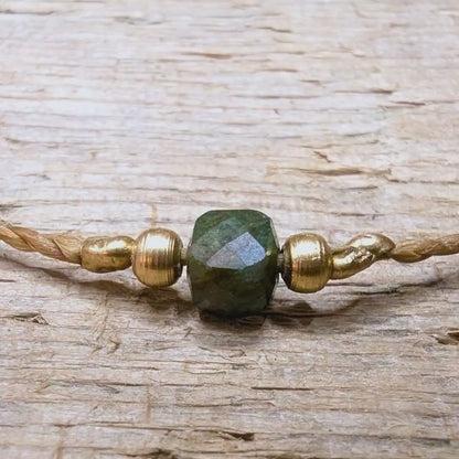 Boho Macrame Bracelet "Birdie - Green Mica" | Autumn Minimalist Layering Bracelet Gift Idea for Best Friend and Mom Bracelet Fall Aesthetic